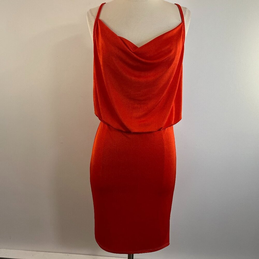 Red Cowl Neck Mini Dress - Sleek Spaghetti Strap Style
